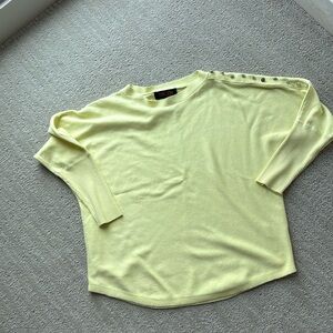 Light weight spring/summer sweater with gold buttons going down left sleeve